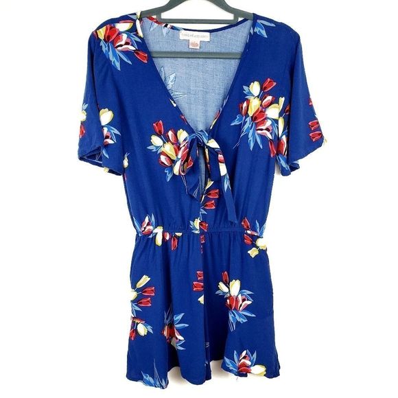 Band of Gypsies Floral Blouson Romper with Pockets - Picture 2 of 15